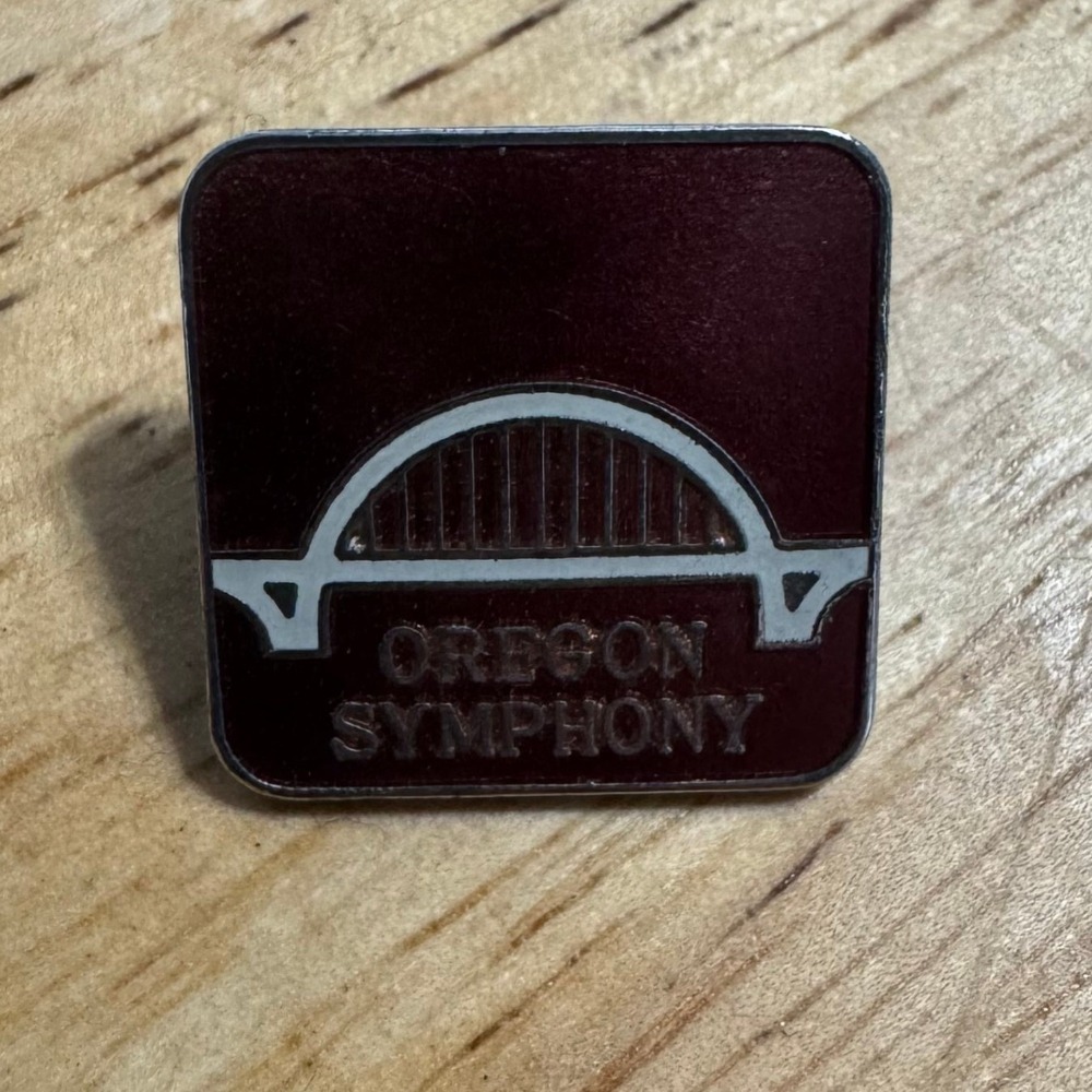 Oregon Symphony Fremont Bridge Lapel Pin Silver Square Enamel‎ Portland